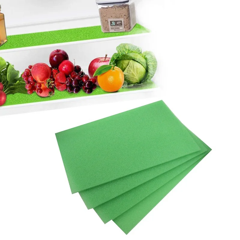 4pcs/set Fridge Antibacterial Pad Fridge Cooler Liner Mats Refrigerator Filter Sponges Non-slip Washable Cuttable Mildew Proof