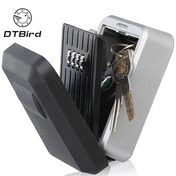 

Wall Mounted Outdoor Key Storage Lock Box 4-Digit Combination Password Key Safe Box Resettable Code Key Holder