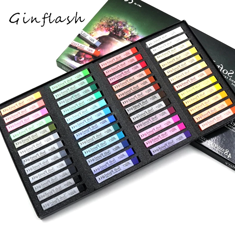 Ginflash 12/24/36/48 Colors Soft Pastels Drawing Set Art Set Soft Crayon Hair Chalk Hair Colors Crayons Art School Supplies colored crayons