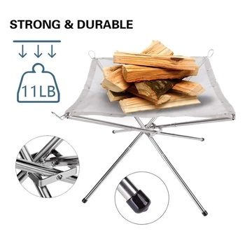 

Portable Fire Pit Outdoor Camping Foldable Mesh Fire Pits Garden Backyard Heat-Resistant Stainless Steel Fireplace