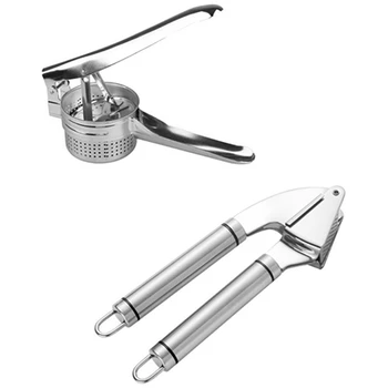 

Stainless Steel Manual Potato Masher Portable Household Multifunctional Fruit Fruit Press Garlic Press Garlic Masher