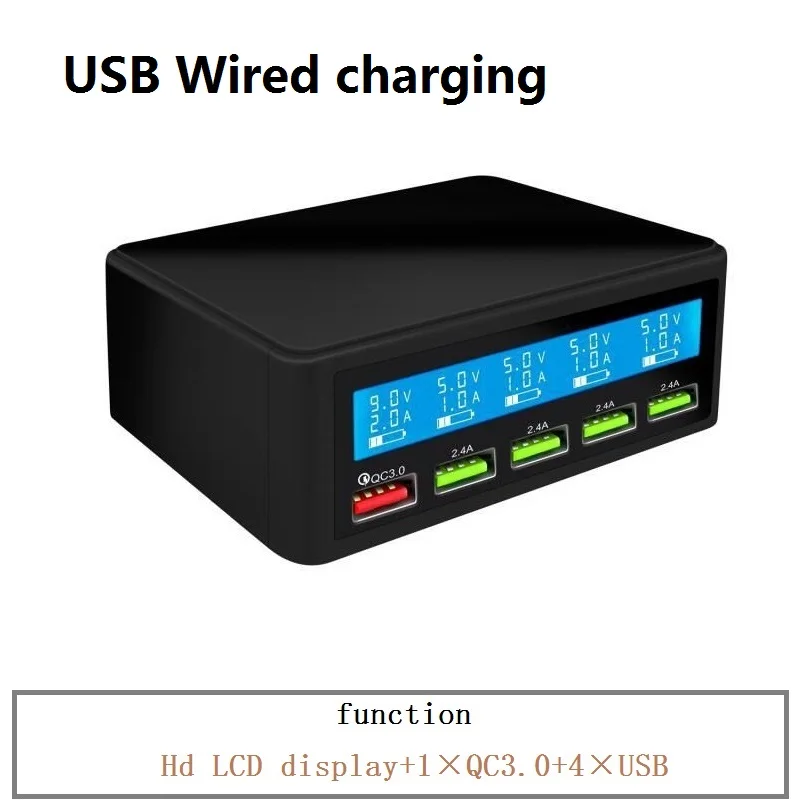 QC 3,0 Быстрый Смарт USB Changer Защита от перенапряжения мощность разъем 5USB порты зарядное устройство светодиодный цифровой дисплей Великобритания США ЕС AU Plug - Цвет: usb Charge