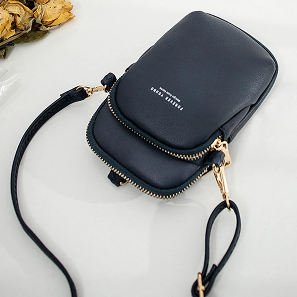 Горячая Женская однотонная многокарманная сумка через плечо из искусственной кожи, кошелек для телефона