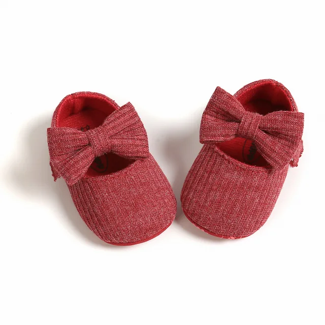 Spring And Autumn 0-1 Year Old Woolen Bow Baby Princess Shoes Toddler Baby Newborn Shoes Girl 6To 12 Month Infant Little Girls see chart