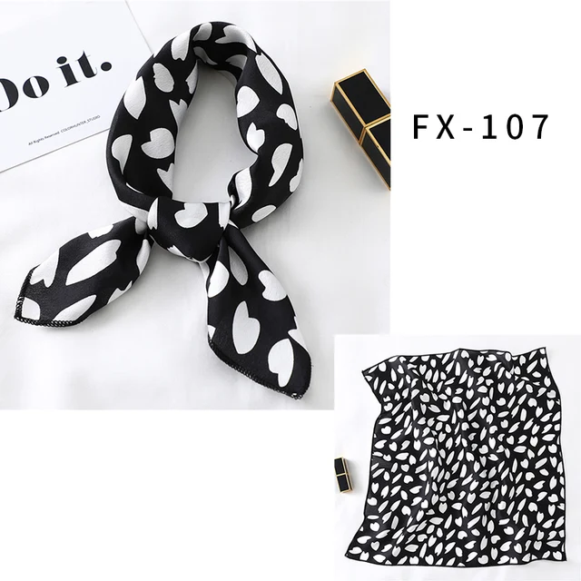 2021 Square Silk Scarf Women Fashion Print Small Neck Scarfs Office Lady Hair Band Foulard Hand Kerchief Female Bandana Shawl FX-107