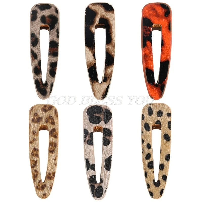 

Bohemian Ethnic Retro Leopard Print Hair Clip Womens Faux Leather Duckbill Hairgrip Makeup Shower Side Bangs Decorative Barrette
