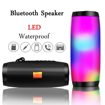 

Wireless Bluetooth Speaker LED Portable Boom Box Outdoor Bass Column Subwoffer Sound Box with Mic Support TF FM USB