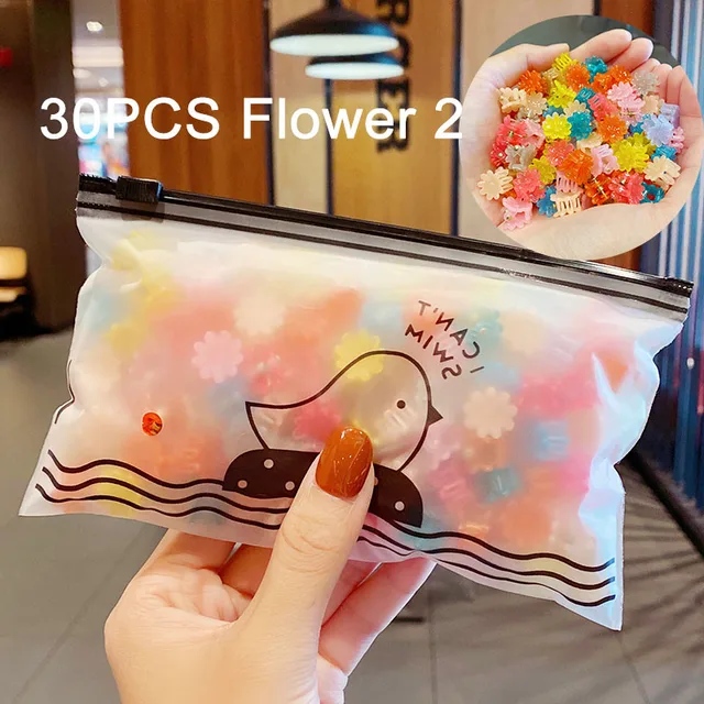 30/50PCS/Set Girls Cute Colorful Flower Star Mickey Small Hair Claws Kids Sweet Hairpins Hair Clips Fashion Hair Accessories 30pcs flowers 2