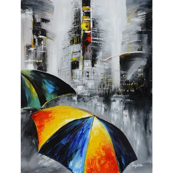 

7Pink Psychedelic City Styling Painting DIY Number Hand Paint Oil Canvas Digital Painting House Hall Way Decoration Kid Gift 034