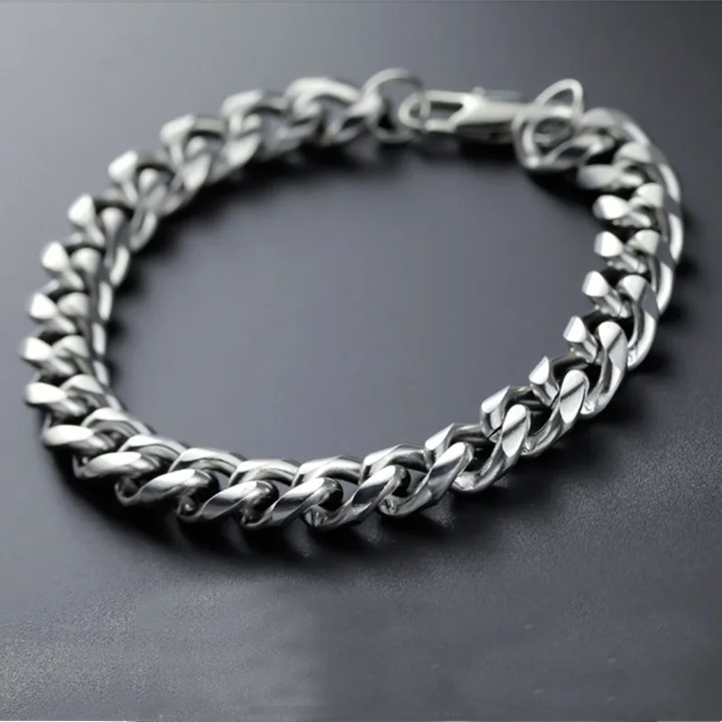 Hippy Mens Cool Stainless Steel Bracelet Cuban Curb Link Chain Wristband 