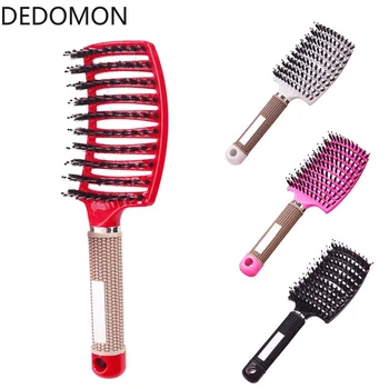 

4 Color Women Hair Scalp Massage Comb Bristle Nylon Hairbrush Wet Curly Detangle Hair Brush for Salon Hairdressing Styling Tools