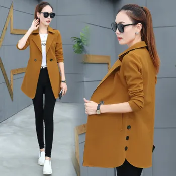 

Women's single suit 2019 autumn and winter new long section Slim large size coat women's temperament wild women's clothing