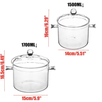 

Household Transparent Glass Soup Pot Electric Ceramic Stove Heating Glass Bowl Handmade Cooking Tools Kitchen Supplies 1.5/1.7L