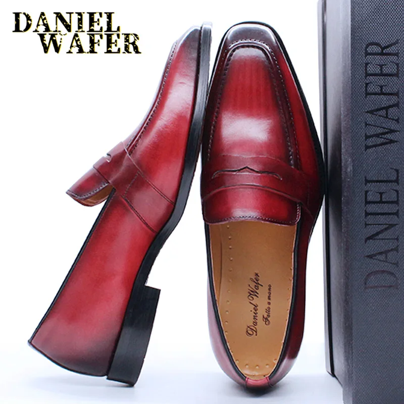 LUXURY MEN LOAFERS SHOES GENUINE LEATHER SLIP ON BROWN BLACK PENNY LOAFERS MEN SUMMER DRESS 2020 WEDDING OFFICE MEN CASUAL SHOES