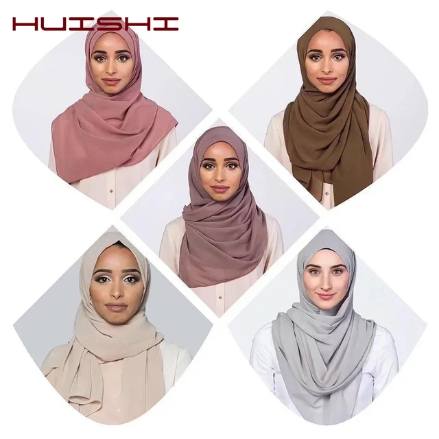 Musulman en mousseline de soie Hijab femmes bulle en mousseline de soie écharpe pour femmes dames voile musulman Islam couleur unie malaisie Musulman Wrap foulards