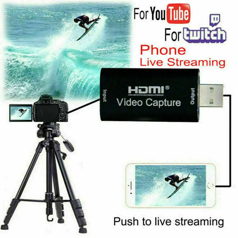 Портативная карта захвата аудио и видеосъемки USB 2 0 HD 1 канал HDMI на 1080P миниатюрная