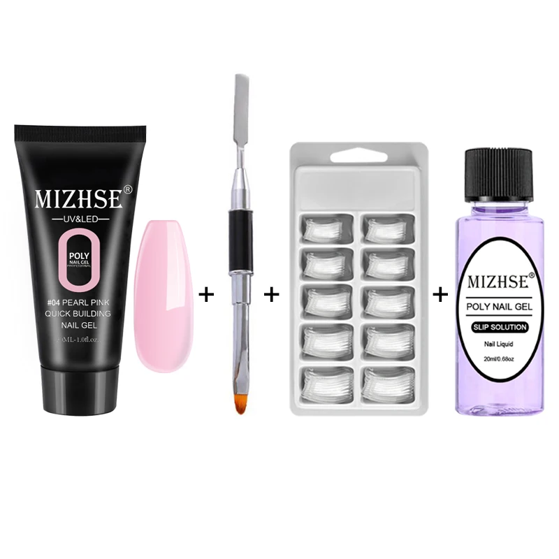 MS-Set02-P04 MIZHSE 5 шт./комплект, полигель, набор, кристалл, УФ-гель для наращивания ногтей, светодиодная УФ-гель для ногтей, акриловая комбинация, решения, плюс дробилка - Цвет: MS-Set02-P04
