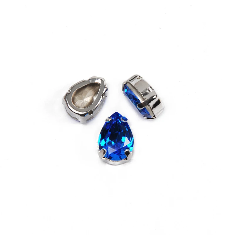 YANRUO 4320 All Sizes Capri Blue Drop Glass Stones Point Back Strass Crystal Applique Sewing Rhinestones For Clothing