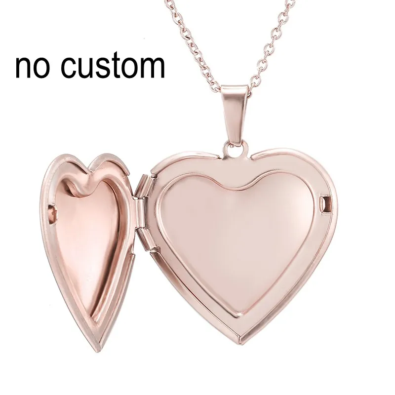 Rose Gold 2 Blank Пользовательские фотографии имени производителем Цепочки и ожерелья Нержавеющая сталь с медальоном в форме сердца гравировка имени даты золото Цепочки и ожерелья s для Для женщин Для мужчин колье украшения на шею - Окраска металла: Rose Gold 2 Blank