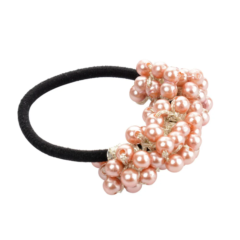 Pearls Beads Headbands Ponytail Holder for Girls Scrunchies Vintage Elastic Hair Bands Rubber Rope Headdress Hair Accessories