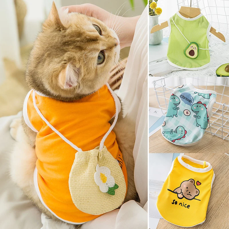 Лето жилет 2021 Новый Pet T крови рубашка светильник и дышащие Носки с рисунком кота