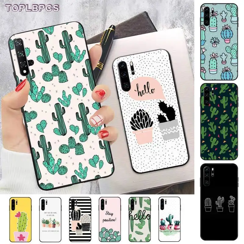 Мягкий резиновый чехол для телефона TOPLBPCS Plant Cactus huawei P8 P9 p10 p20 P30 P40 pro lite psmart