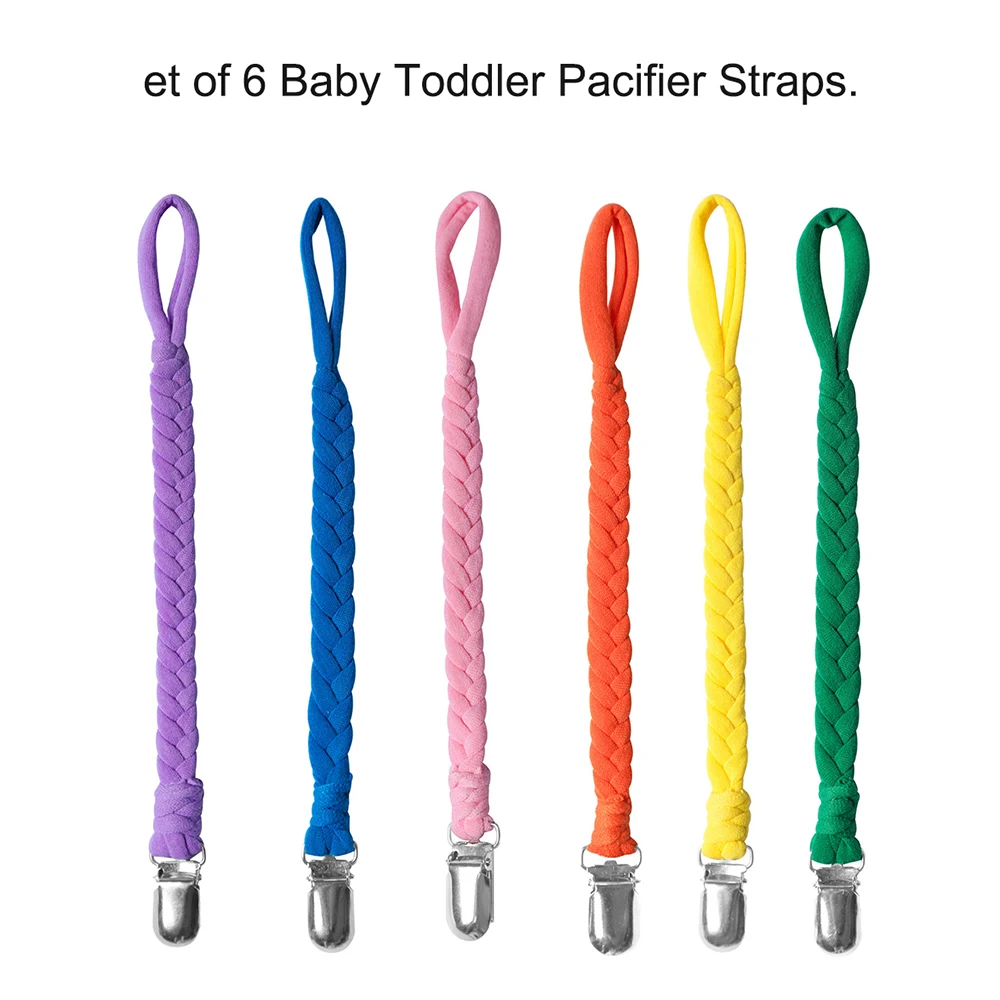 4pcs/6pcs Safe Baby Pacifier Clip Holder Braiding Leash Teething Toy Clip Straps For Baby Boys Girls