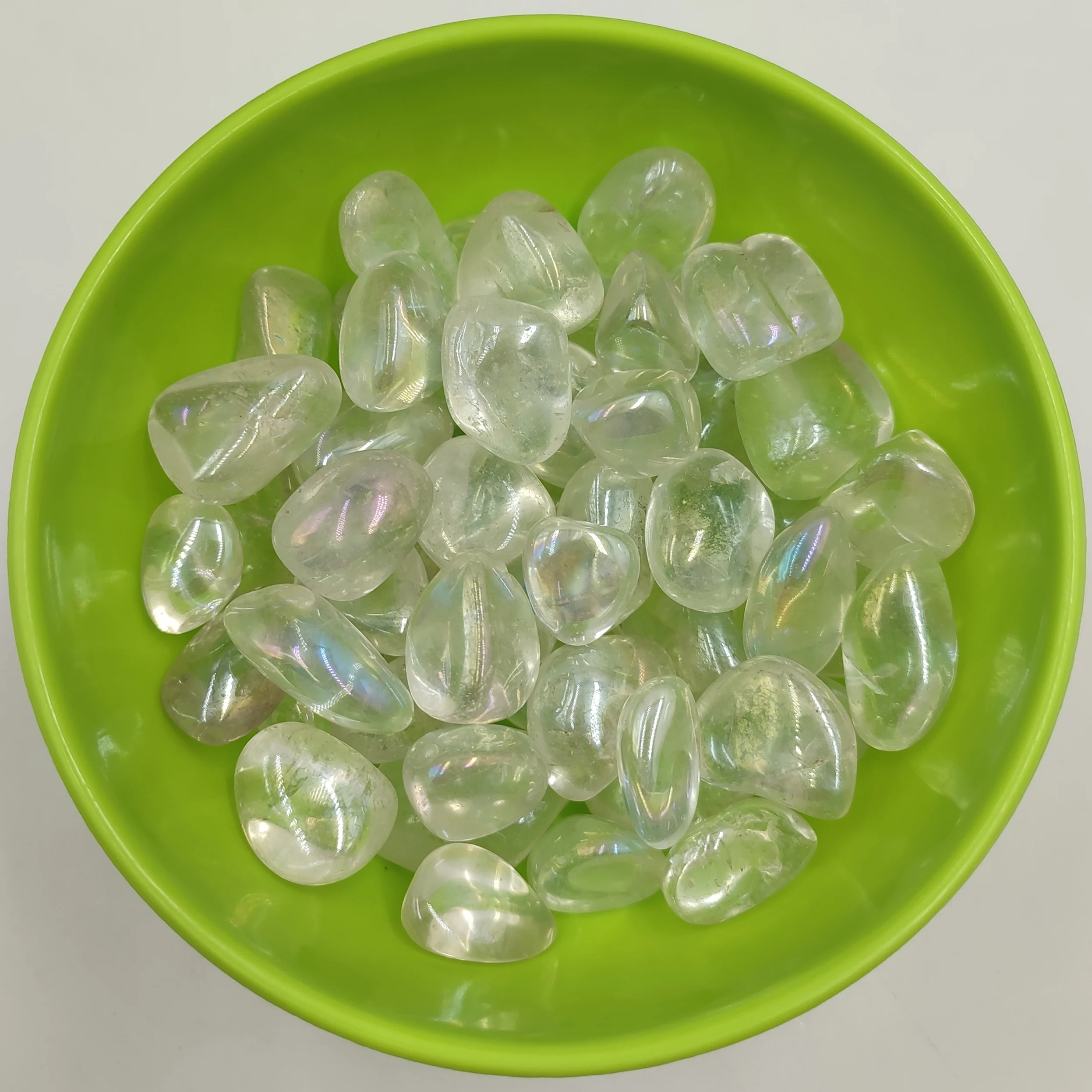 3pcs/Lot Rainbow AB Titanium Aura Clear Quartz Natural Crystal Tumbled Stone Reiki Healing Polished Rock Home Room Decoration