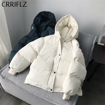 

2020 Short Winter Jacket Fashion New Women Down Jacket Simple Design Hooded Coats Warm Thicken Short Casual Down Parka CRRIFLZ