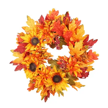 

Fall Wreath for Front-Door-Decor Gift Box Included - Handcrafted Rattan Base - for Autumn & Thanksgiving Day J2Y