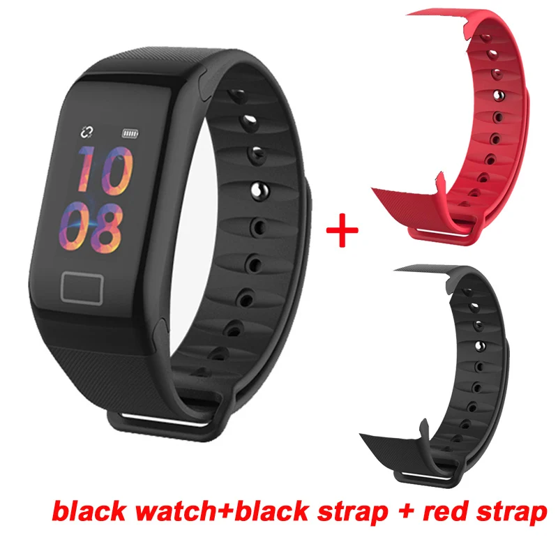 add black red Greentiger F1 Plus смарт-браслет кровяное давление водонепроницаемый цветной экран Спортивный умный Браслет монитор сердечного ритма умный Браслет - Цвет: add black red