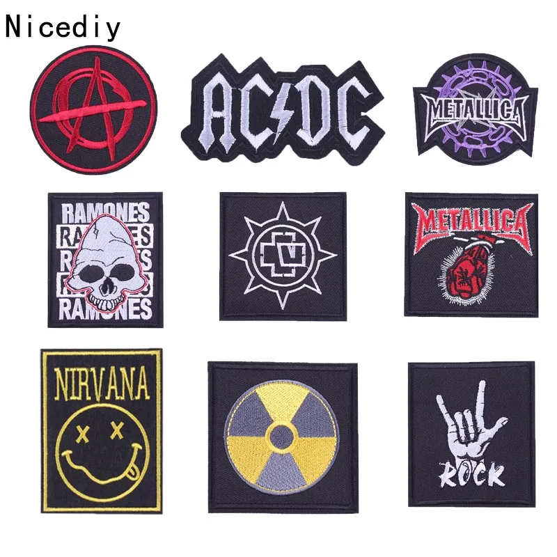 

Nicediy Rock Heavy Metal Band Patch For Clothes DIY punk Embroidered Sewing Iron On Patches Applique Thermal Stickers For Jacket
