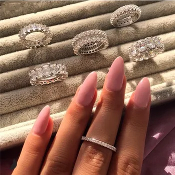 

Eternity Promise Lab Diamond cz Ring 925 sterling silver Engagement Wedding band Rings for Women moissanite Charm Party Jewelry