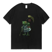

Funny Pattern Print Short Sleeve A Frog and His Son T Shirt 2021 Summer Oversized Men's T-shirt Korean Fashion Tees Men Women