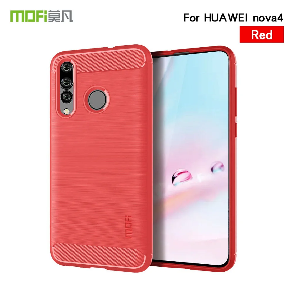 Красный Роскошный чехол для телефона Mofi Для huawei Nova 4, силиконовый чехол для huawei mate 20 X, защитный чехол для huawei Nova4, задняя крышка - Цвет: Красный