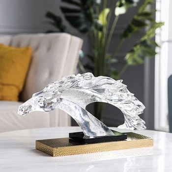 

Luxurious Creative Transparent Horse Head Statue Home Decor Accessories Figurine Living Room Hotel Ornament Objects Office Gifts