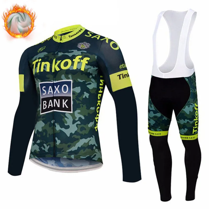 Winter Cycling Set Tinkoff зимняя одежда для велоспорта, термальный флисовый комплект для велоспорта, Ropa Bike, MTB, комбинезон, брючный костюм, Майо, Ciclismo Hombre - Цвет: Winter Cycling Set