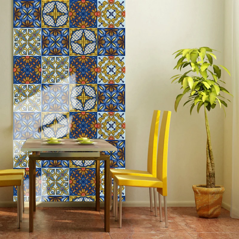 Peel and Stick Retro Moroccan Tiles PVC Tile Sticker Waterproof Wall Art Decal Adhesive Kitchen Back splash Bathroom Furniture | Дом и сад