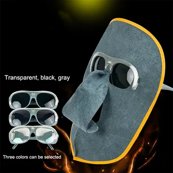 

Welding Protective Mask With Glasses Welders Safety Face Mask Working Anti-splash Heat resistance Protective Leather Masks