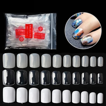 

Clear Transparent False Square Full Cover Nail Tips Sticker Patch Manicure DIY Decoration