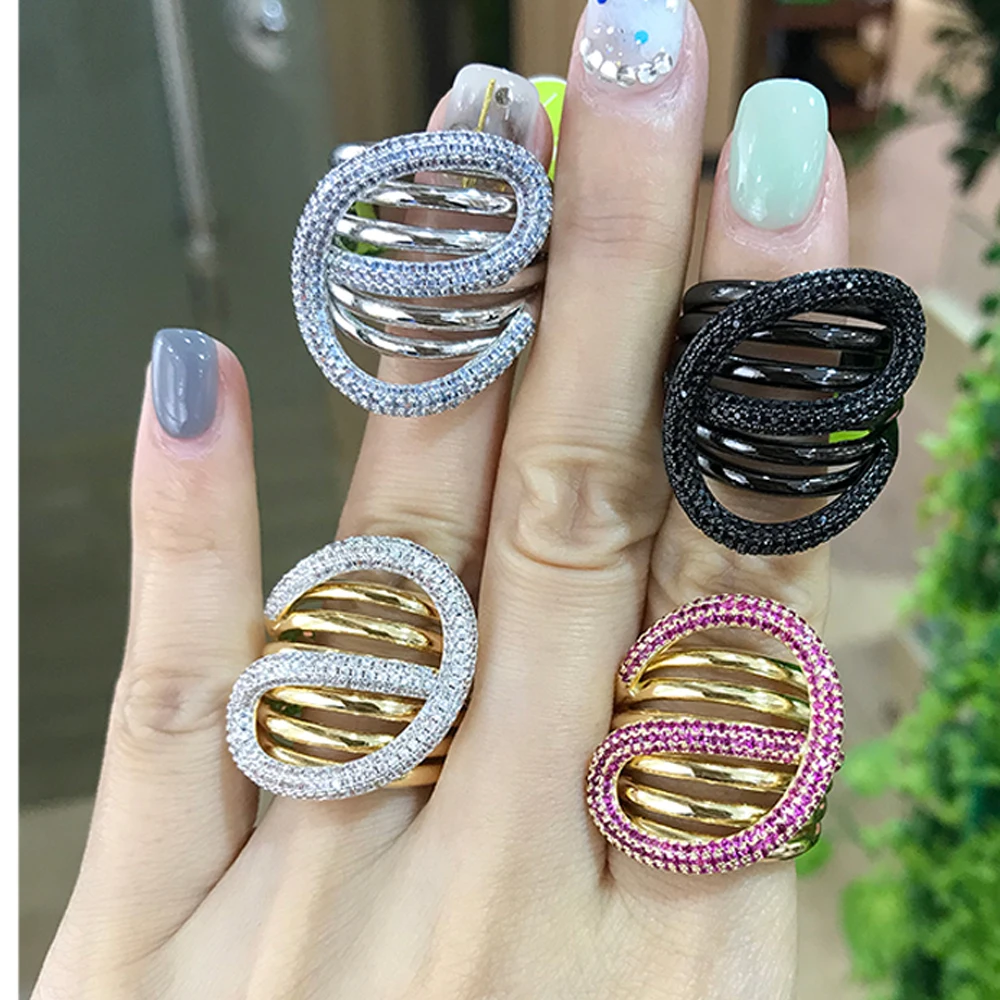 

LARRAURI Brand Luxury Ring combination Stackable Mix Match Fingers Rings For Women Wedding Anniversary Holiday Party Accessories