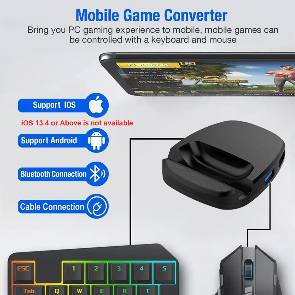 Pubg Gamepad Keyboard-mouse-converter Bluetooth Battledock Mobile Game Converter For Fps Games Like Pubg Cod Aov Freefire - Gamepads