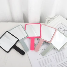 Miroir de maquillage à poignée carrée, miroir de vanité à main, cosmétique, Compact, Rectangle, poignée, cadeaux pour femmes