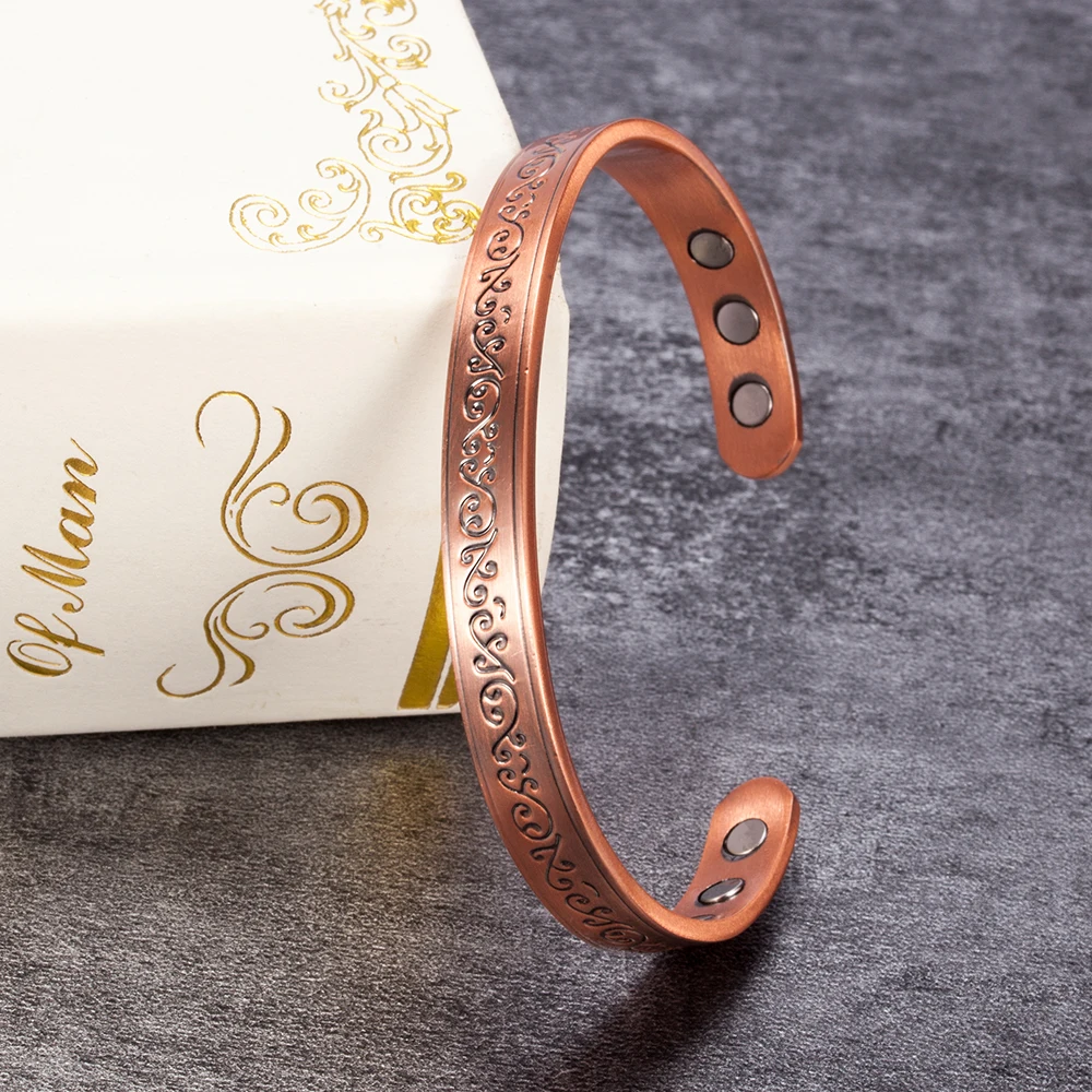 Pure Copper Magnetic Bracelet Benefits 8.3mm Adjustable Cuff High Magnet Bangles Arthritis Pain Relief Energy Jewelry Female bangle bracelet magnetic bracelet