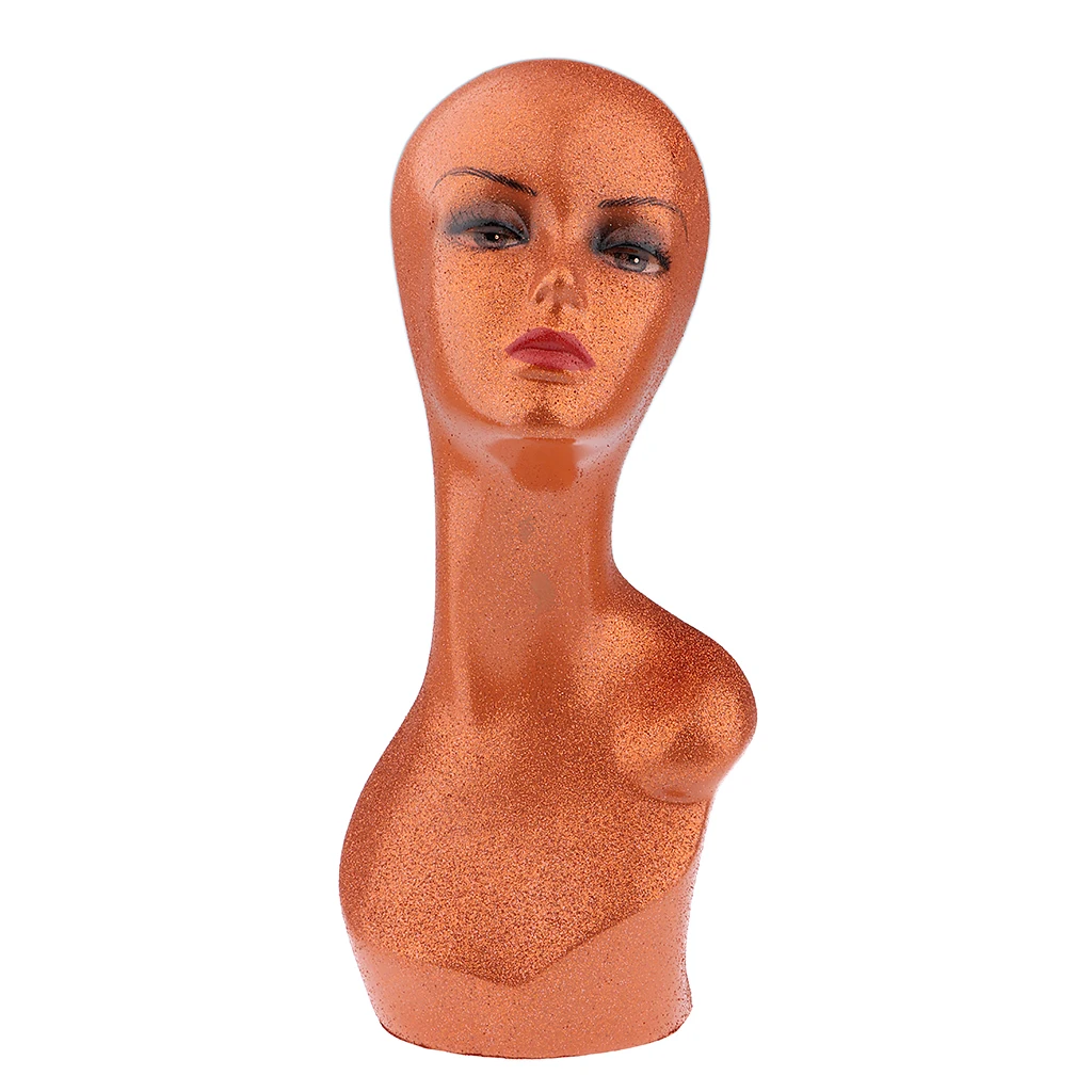 Glitter Mannequin PVC Manikin Head Realistic Mannequin Head Bust Wig Head Stand for Wigs Jewelry Display Making Styling