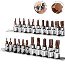 Jeu de douilles de tournevis hexagonales, outil de réparation automobile, Torx Star 1/4 3/8, 11 pièces