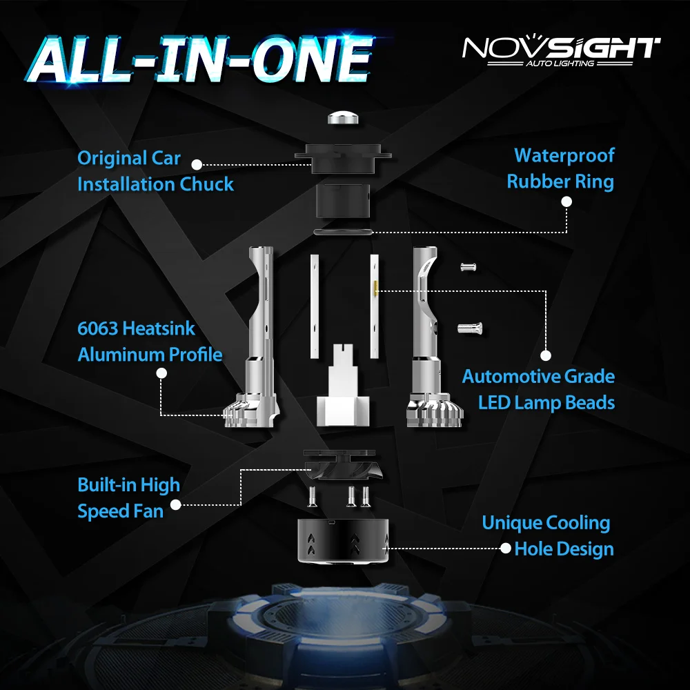Novsight 70 Вт 10000LM Автомобильный светодиодный фары для автомобиля D1S H1 H3 H4 Hi/короче