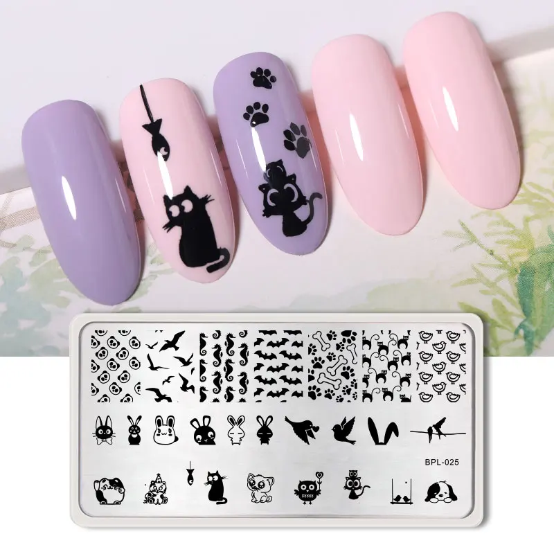 Пластины для штамповки ногтей BORN PRETTY Animal шаблон штампа с птичьим котом