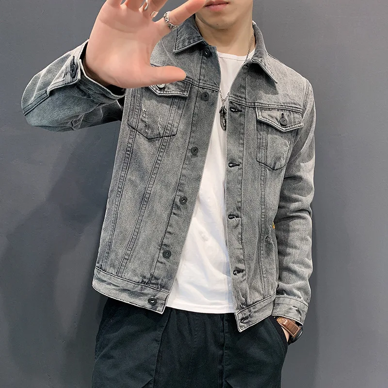 

Jeans Coat Men Korean-style Trend Loose Autumn & Winter Cowboy Clothes Popular Brand Tooling Jacket Spring And Autumn Men'S Wear