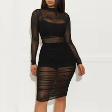 Горячая Распродажа, Модный женский однотонный сетчатый Тонкий Повседневный костюм для ночного клуба, майка и шорты, спортивный костюм